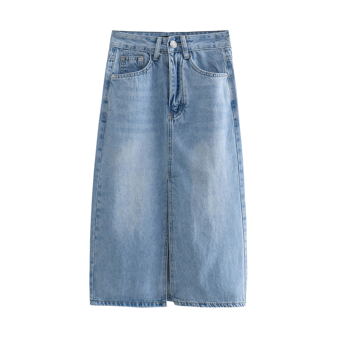 Evie Front Slit Denim Skirt OverStacked