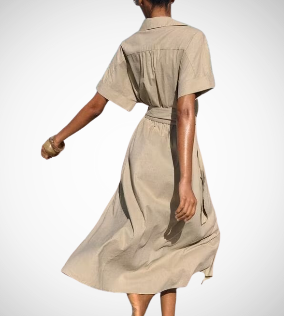 zara style army green beige short sleeves long maxi knee length dress belted everyday casual wear pockets button down shirt polo dress everyday casual wear styles linen cotton polyester 