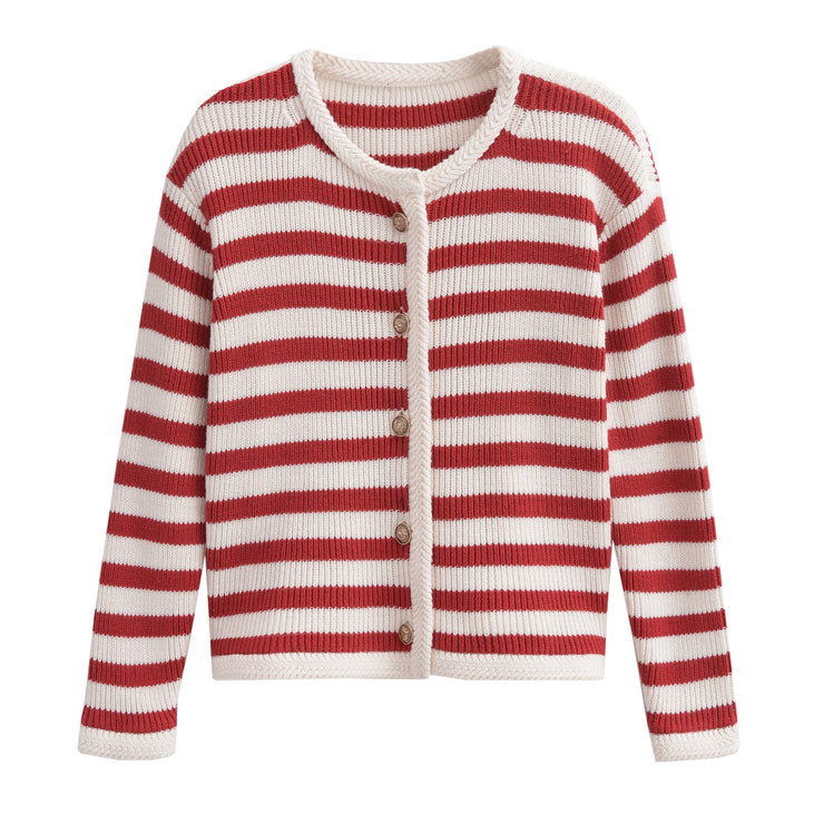 stripe black red long sleeves button down cardigan sweater cold weather knitted knit fashion style streetstyle 