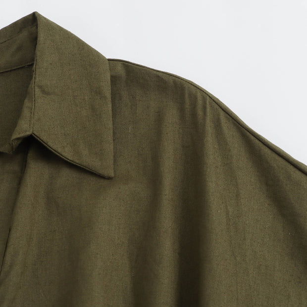 zara style army green beige short sleeves long maxi knee length dress belted everyday casual wear pockets button down shirt polo dress everyday casual wear styles linen cotton polyester 