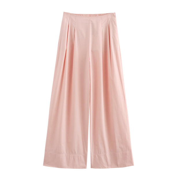 light pink zara wrap around top gartered wide leg pants matching outfit sets coordinates side pockets zipped on the side sleeveless v neck top straight cut trousers everyday zara h&m uniqlo mango 