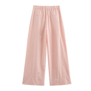 light pink zara wrap around top gartered wide leg pants matching outfit sets coordinates side pockets zipped on the side sleeveless v neck top straight cut trousers everyday zara h&m uniqlo mango 